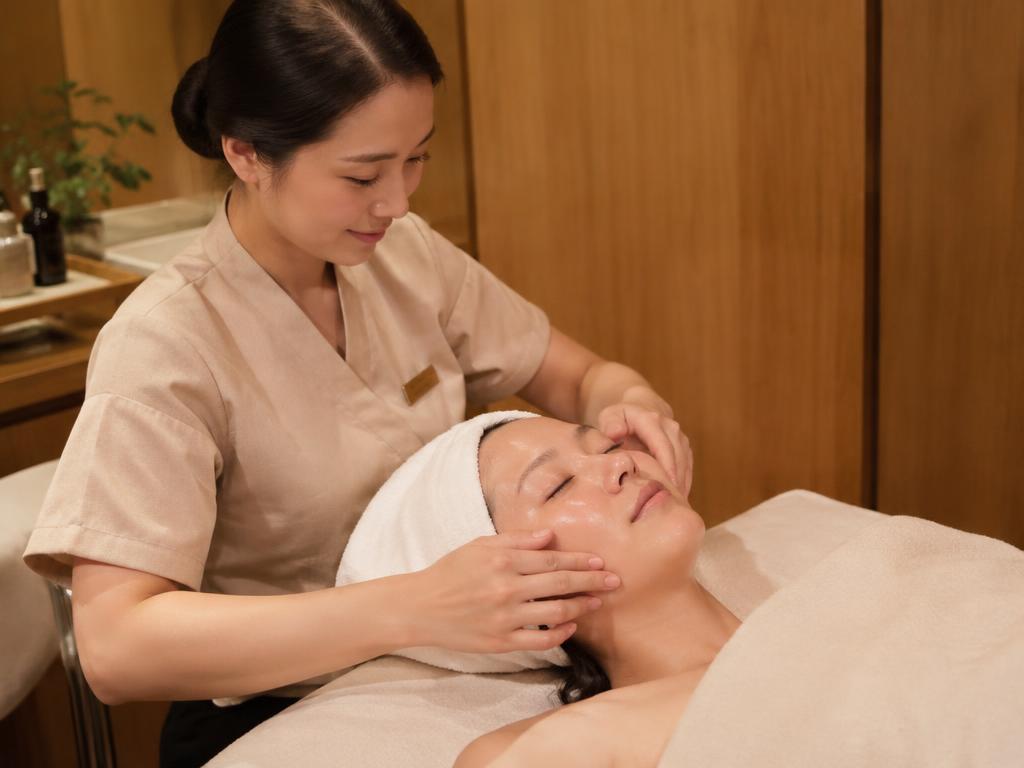 Beautician giving a gentle facial skincare treatment